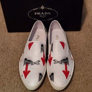 Prada Eye Print Slip on Loafers